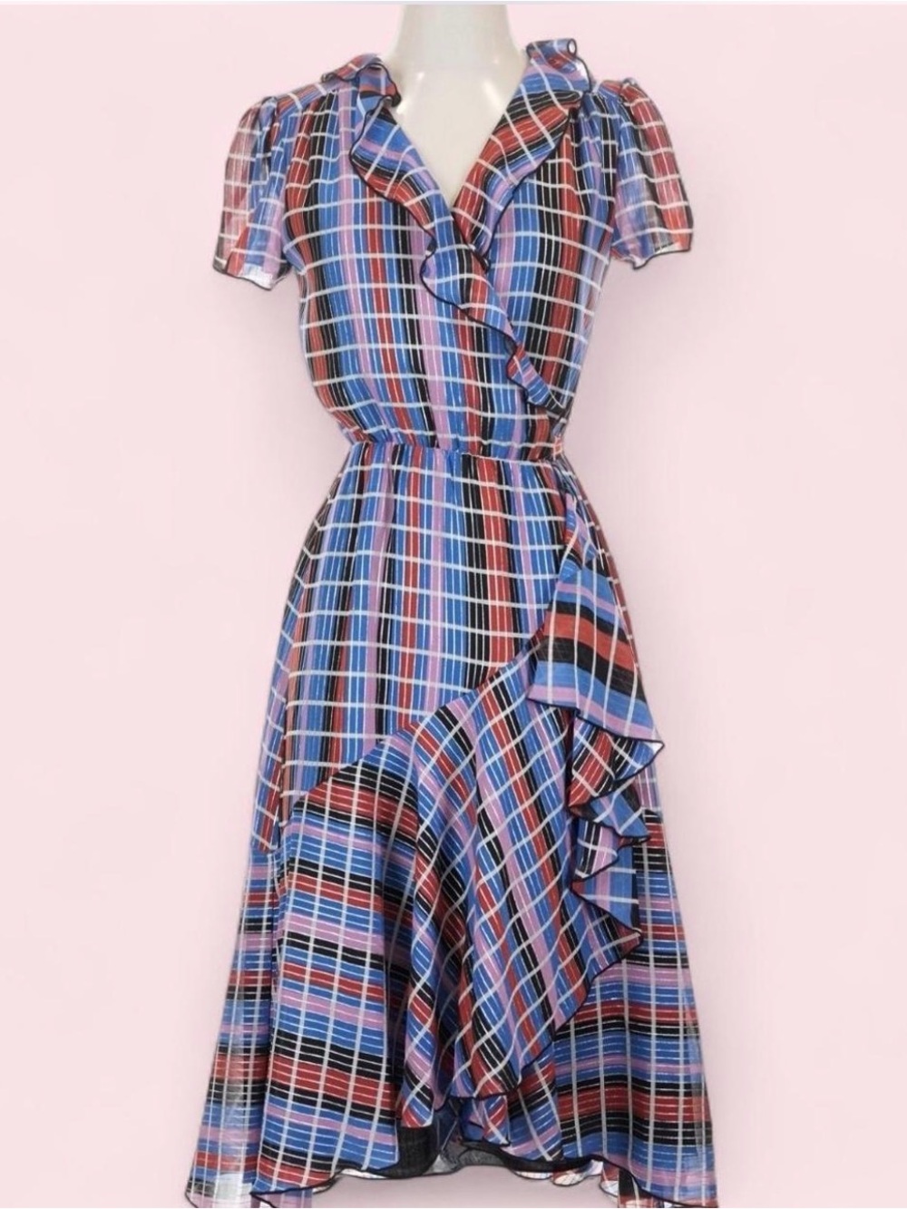 WAYF Ruffled Wrap Midi Dress